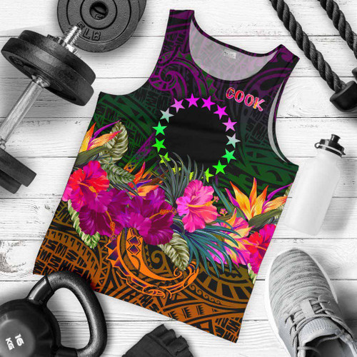 Cook Islands Polynesian Men Tank Top - Summer Hibiscus 1
