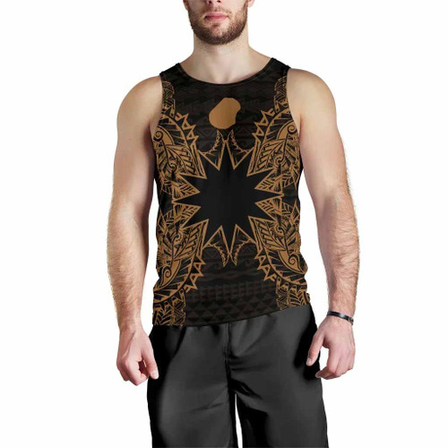 Nauru Polynesian Men Tank Top Map Gold 1
