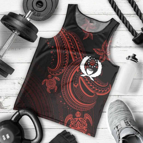 Pohnpei Custom Personalised Men Tank Top - Red Turtle 1