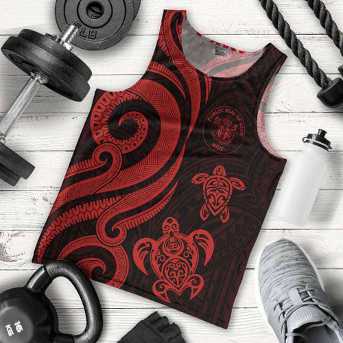 Niue Men Tank Top - Red Tentacle Turtle 1