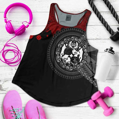 Tonga Polynesian Women Racerback Tank - Polynesian Chain Style 1