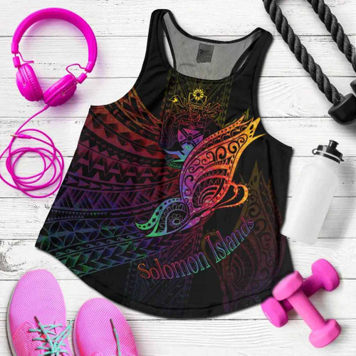 Solomon Islands Women Racerback Tank - Butterfly Polynesian Style 1
