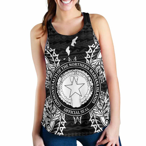 Northern Mariana Islands Polynesian Women Tank Top Map Black 1