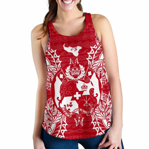 Tonga Polynesian Women Tank Top Map Red White 1
