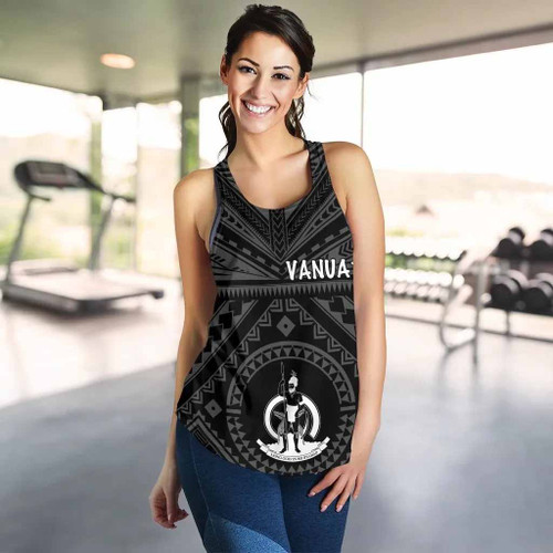 Vanuatu Women Racerback Tank - Vanuatu Seal With Polynesian Tattoo Style 1