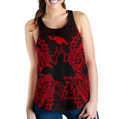 Papua New Guinea Polynesian Women Tank Top Map Red 1