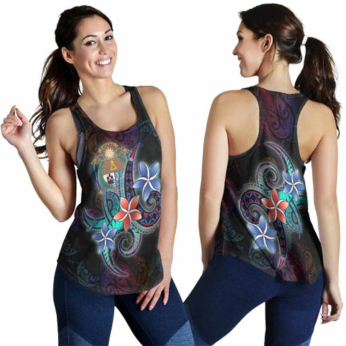 Nauru Women Racerback Tank - Plumeria Flowers Style 1