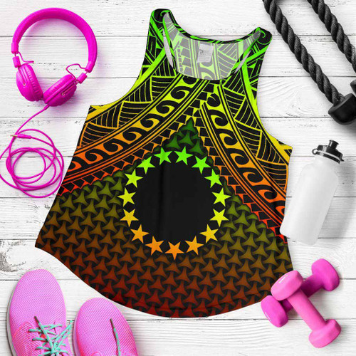 Polynesian Cook Islands Women Racerback Tank - Reggae Vintage Polynesian Patterns 1