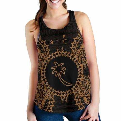 Chuuk Polynesian Women Tank Top Map Gold 1