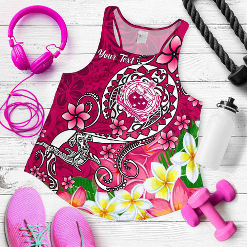 Samoa Custom Personalised Women Racerback Tank - Turtle Plumeria (Pink) 1