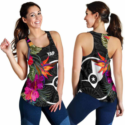 Yap Women Racerback Tank - Polynesian Hibiscus Pattern 1