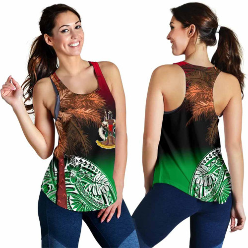 Vanuatu Women Racerback Tank Polynesian Palm Tree Flag 1