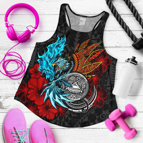 American Samoa Women Racerback Tank - Polynesian Eagle 1