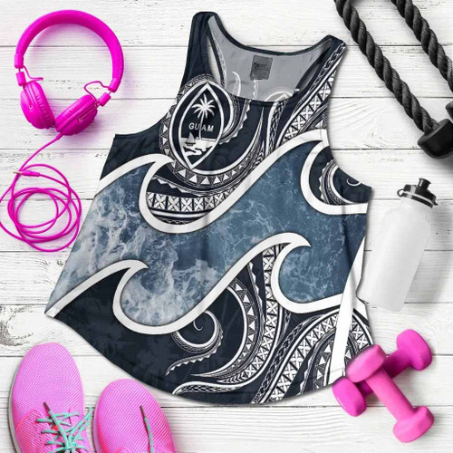 Guam Polynesian Women Racerback Tank - Ocean Style 1