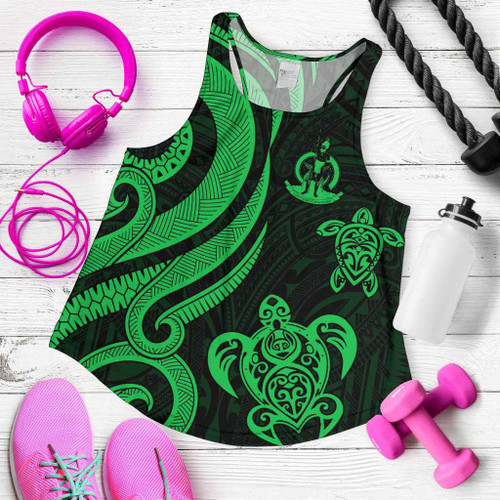 Vanuatu Women Racerback Tank - Green Tentacle Turtle 1