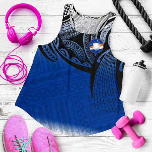 Marshall Islands Polynesian Women Racerback Tank - Tattoo Pattern 1
