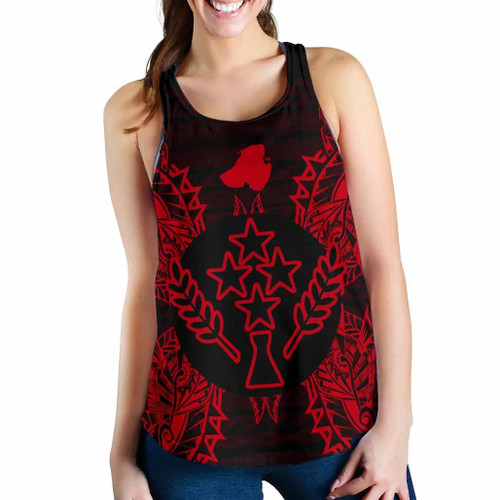 Kosrae Polynesian Women Tank Top Map Red 1