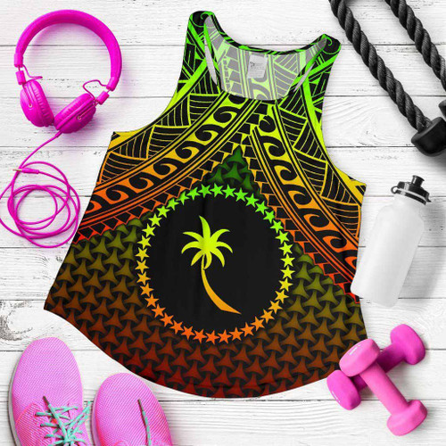 Polynesian Chuuk Personalised Women Racerback Tank - Reggae Vintage Polynesian Patterns 1