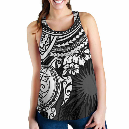 Marshall Islands Polynesian Racerback Tank (Women) - White Turtle 1