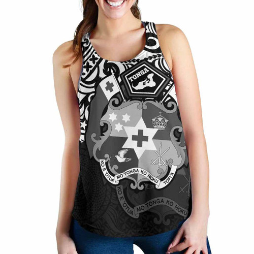 Tonga Polynesian Women Racerback Tank - Tongan Pride (White) 1