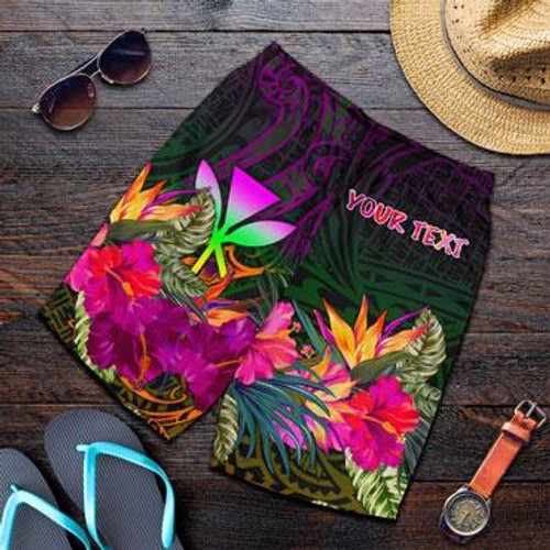 Polynesian Hawaii Personalised Kanaka Maoli Men Shorts - Summer Hibiscus 1
