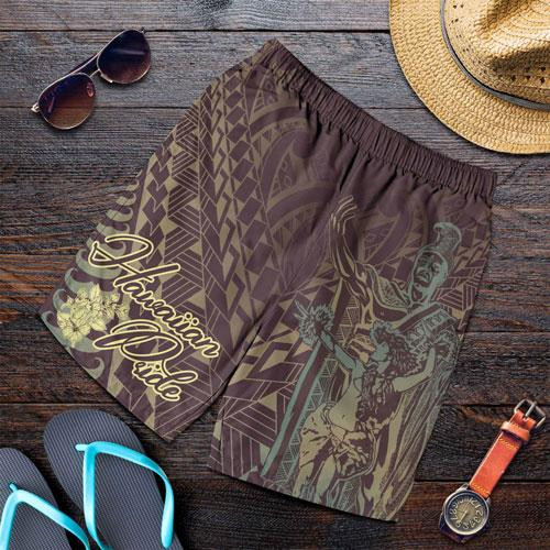 Hawaii Men Shorts - King Of Hawaii With Hawaiian Girls Brown Version 1