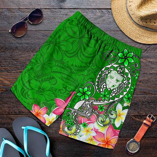 Fiji Men Shorts - Turtle Plumeria (Green) 1