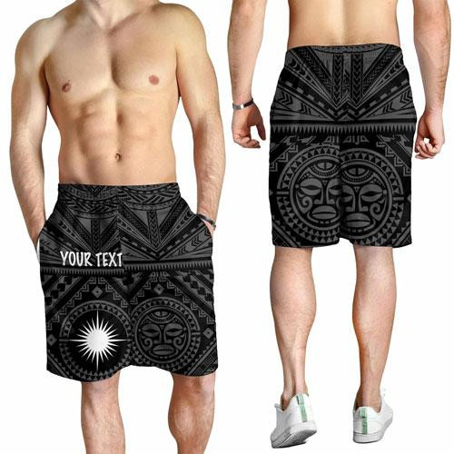 Marshall Personalised Men Shorts - Marshall Seal With Polynesian Tattoo Style ( Black) 1