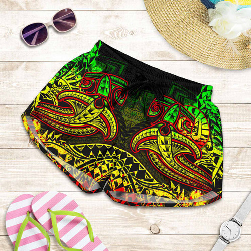 Tahiti Women Shorts - Reggae Shark Polynesian Tattoo 1
