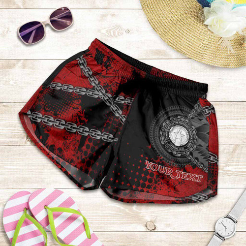 Northern Mariana Islands Polynesian Personalised Women Shorts - Polynesian Chain Style 1