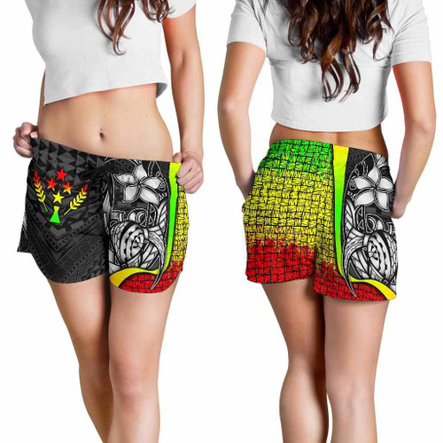 Polynesian Hawaii Women Shorts Reggae - Turtle with Hook 1