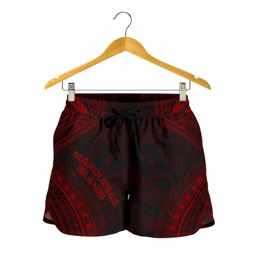 Marquesas Islands Women Shorts - Polynesian Chief Red Version 1