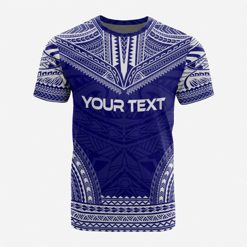 American Samoa Custom Personalised T-Shirt - American Samoa Seal Polynesian Chief Tattoo Blue Version 1