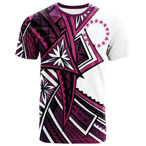 Cook Islands T-Shirt - Tribal Flower Special Pattern Purple Color 1