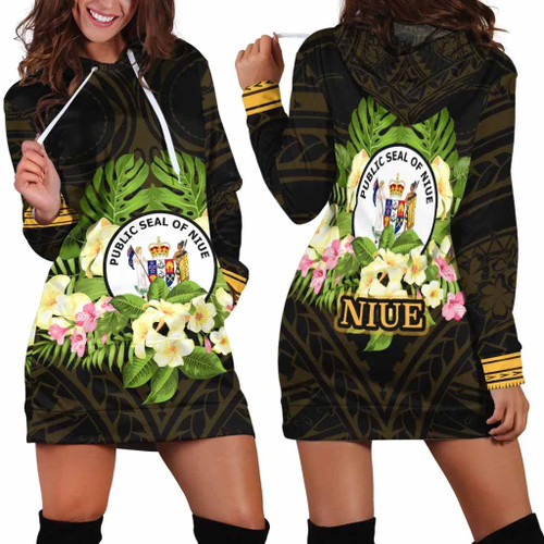 Niue Hoodie Dress - Polynesian Gold Patterns Collection 1