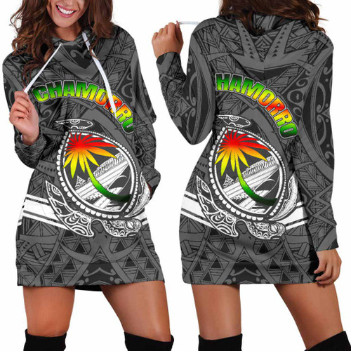 Guam Women Hoodie Dress - Turtle Guam Seal Chamorro 1