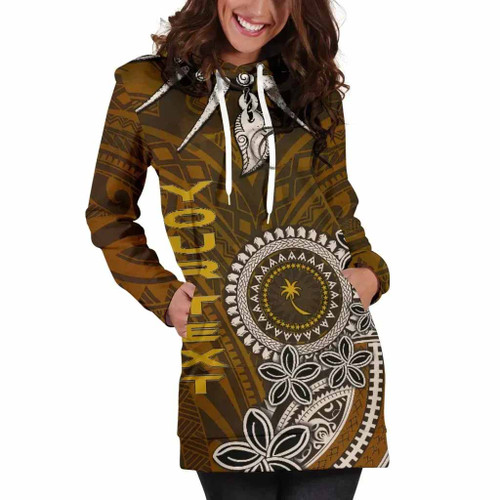 Chuuk Personalised Custom Women Hoodie Dress - Polynesian Boar Tusk 1