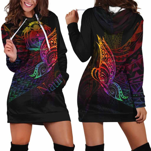 Nauru Hoodie Dress - Butterfly Polynesian Style 1