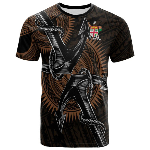 Fiji T-Shirt - Black Anchor Circle Pattern 1