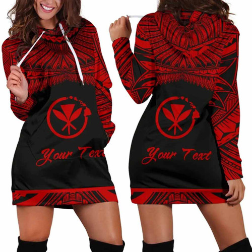 Hawaii Polynesian Custom Personalised Women Hoodie Dress - Hawaii Pride Red Version 1