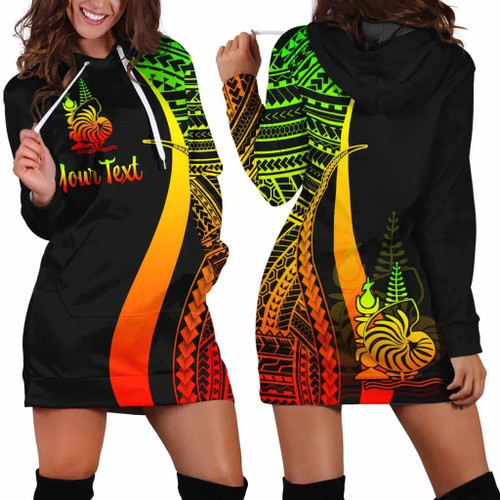 New Caledonia Custom Personalised Hoodie Dress - Reggae Polynesian Tentacle Pattern 1