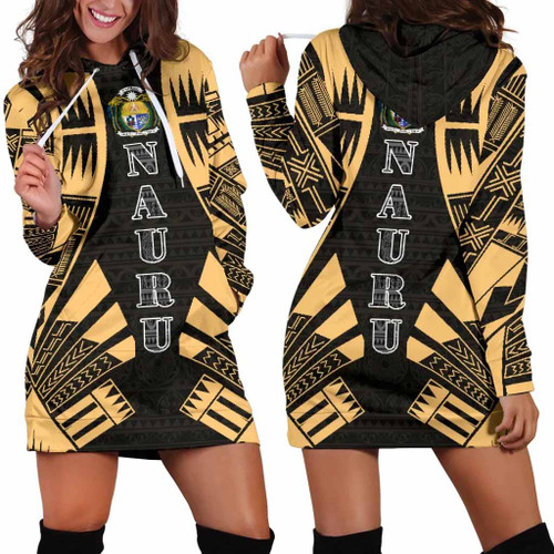 Nauru Hoodie Dress - Polynesian Tattoo Gold 1