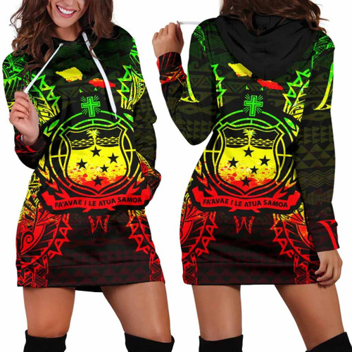 Samoa Polynesian Hoodie Dress Map Reggae 1