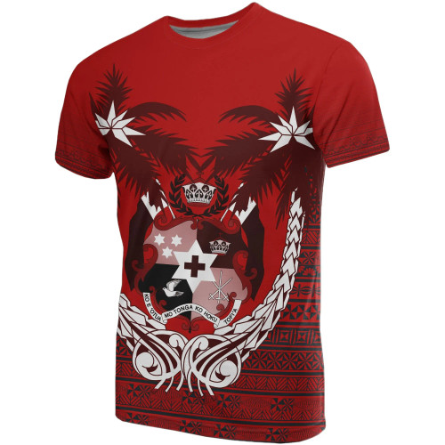 Tonga Polynesian T-Shirts - Tonga Coat Of Arms Coconut Tree 1