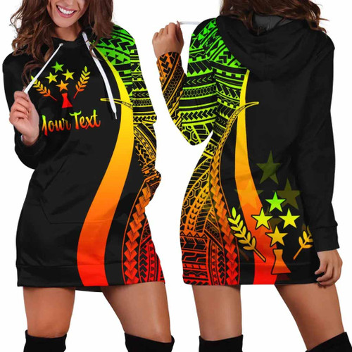 Kosrae Custom Personalised Hoodie Dress - Reggae Polynesian Tentacle Pattern 1