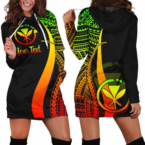 Hawaii Custom Personalised Hoodie Dress - Reggae Polynesian Tentacle Pattern 1