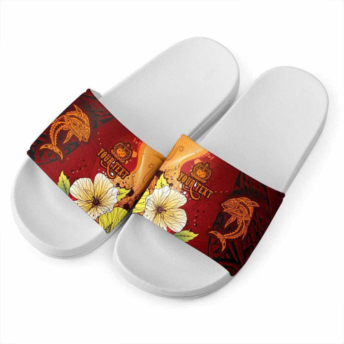 Samoa Custom Personalised Slide Sandals - Tribal Tuna Fish 1