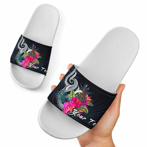 Vanuatu Polynesian Custom Personalised Slide Sandals - Tropical Flower 1