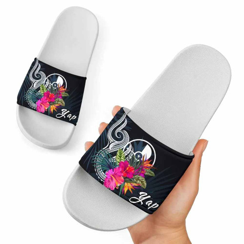 Yap Micronesia Polynesian Slide Sandals - Tropical Flower 1