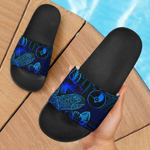 Yap Sandals - Turtle Hibiscus Pattern Blue 1